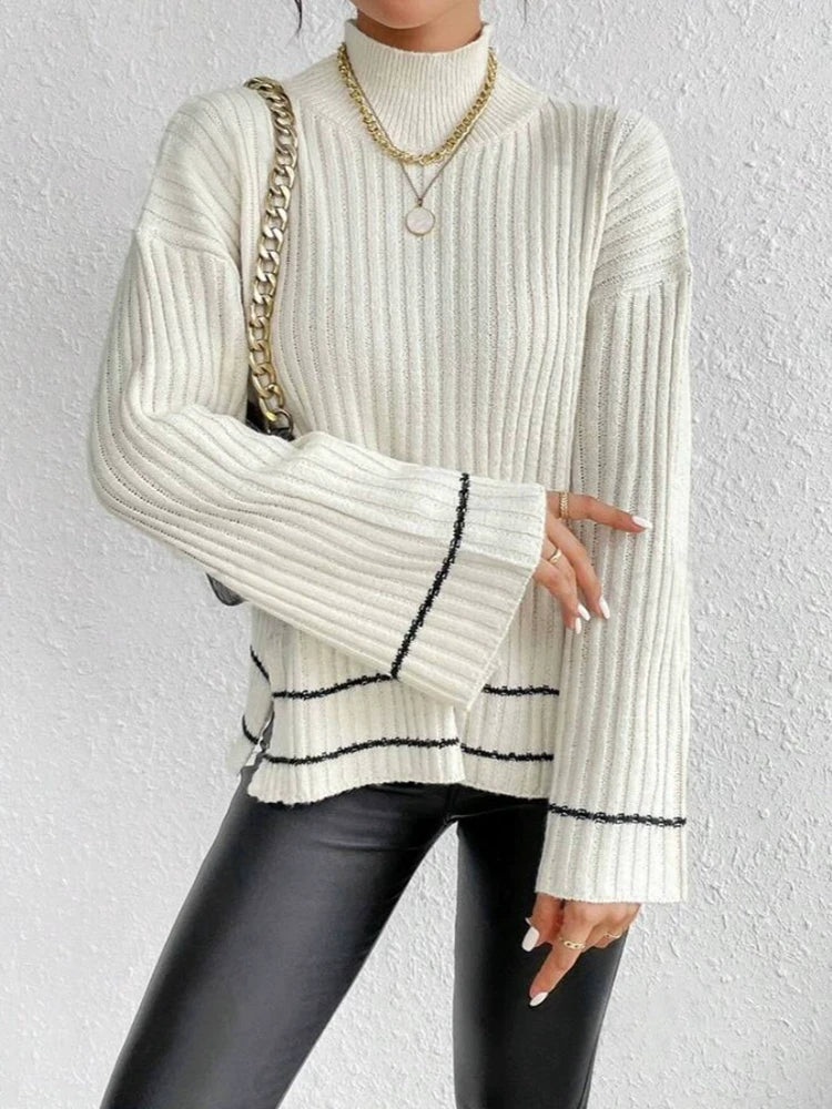 Pull en maille colorblock décontracté