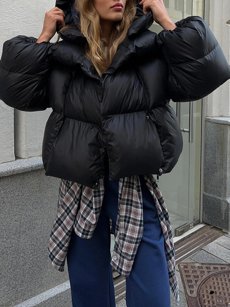 Doudoune chaude matelassée à capuche