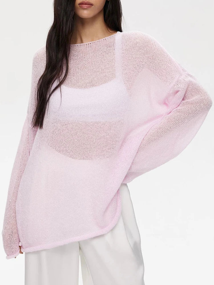 Top en mesh transparent à manches longues