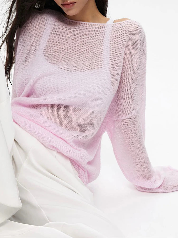Top en mesh transparent à manches longues