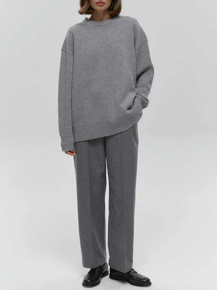 Pull en maille uni col rond