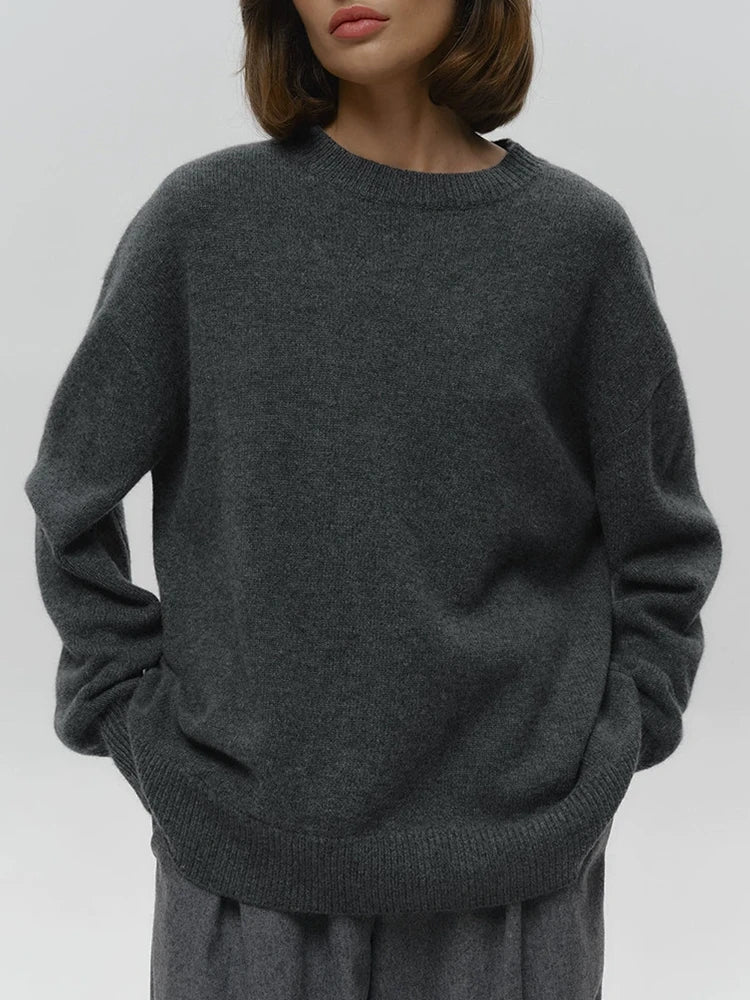 Pull en maille uni col rond