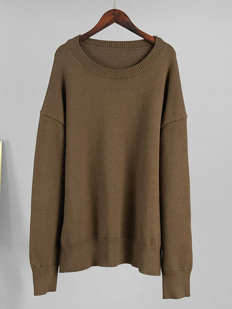 Pull en maille uni col rond