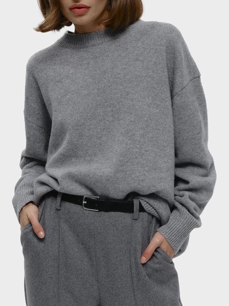 Pull en maille uni col rond