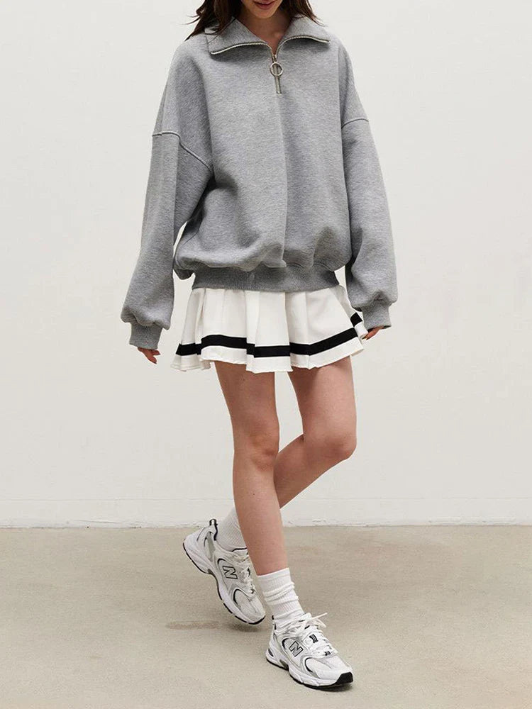 Sweat oversize zippé à col tendance