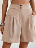Short d'été plissé taille haute avec poches