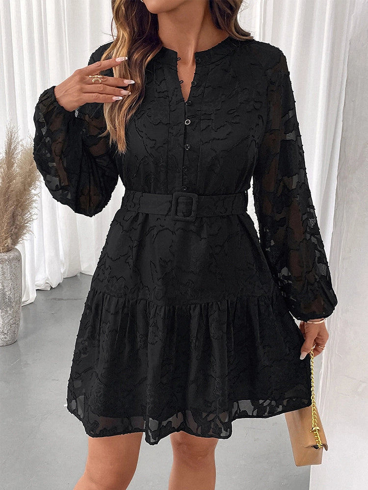 Robe gothique femme en mesh jacquard fleuri