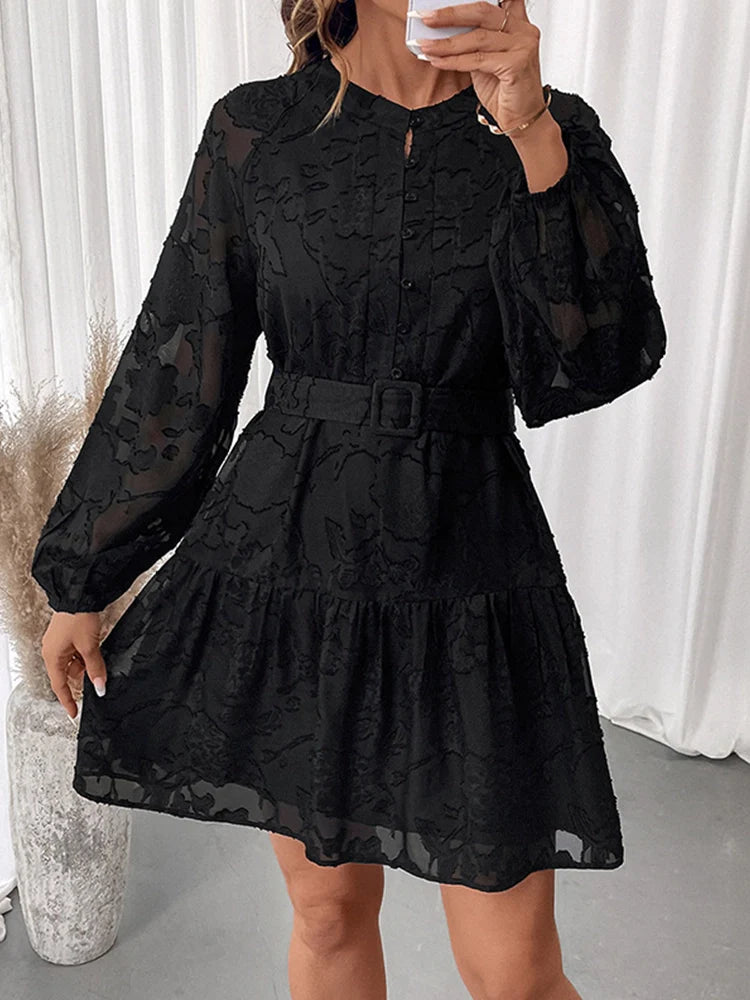 Robe gothique femme en mesh jacquard fleuri