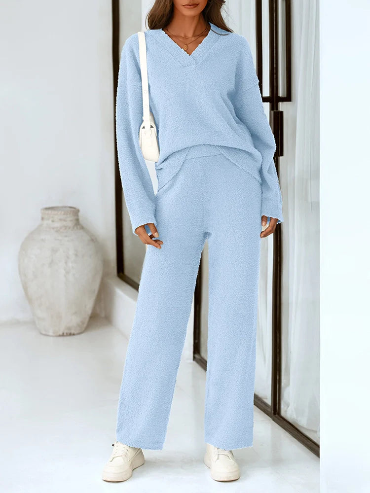 Ensemble pyjama détente 2 pièces en maille pour femme