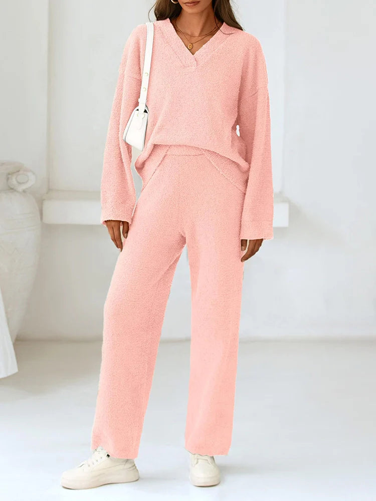 Ensemble pyjama détente 2 pièces en maille pour femme