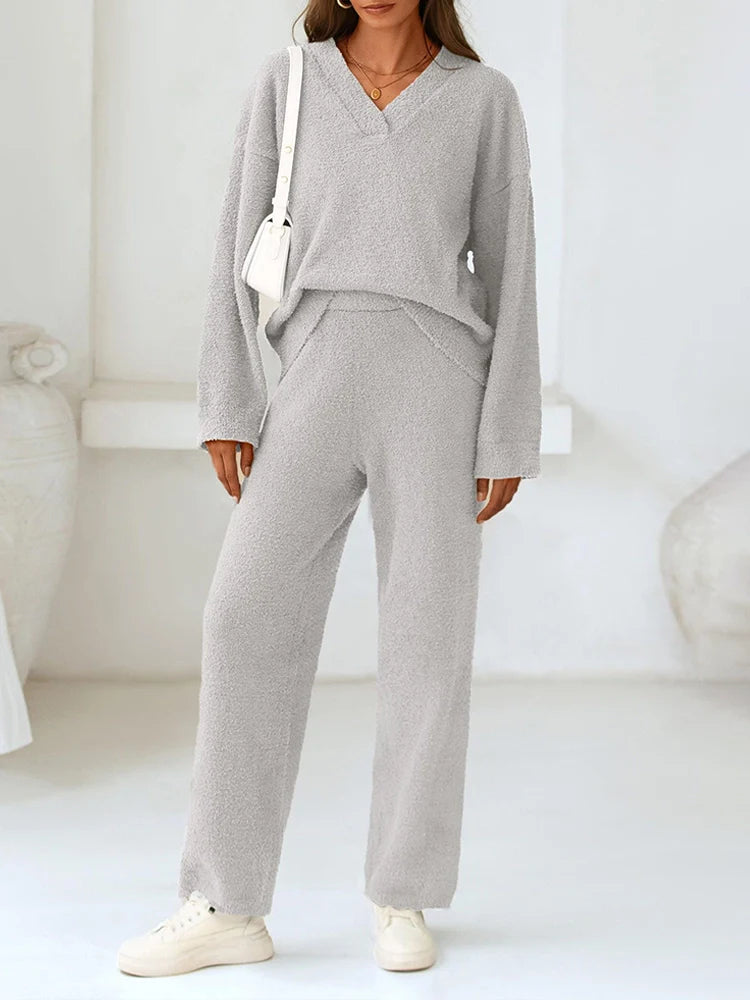 Ensemble pyjama détente 2 pièces en maille pour femme