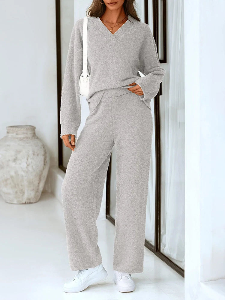 Ensemble pyjama détente 2 pièces en maille pour femme