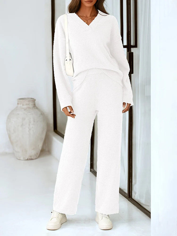 Ensemble pyjama détente 2 pièces en maille pour femme