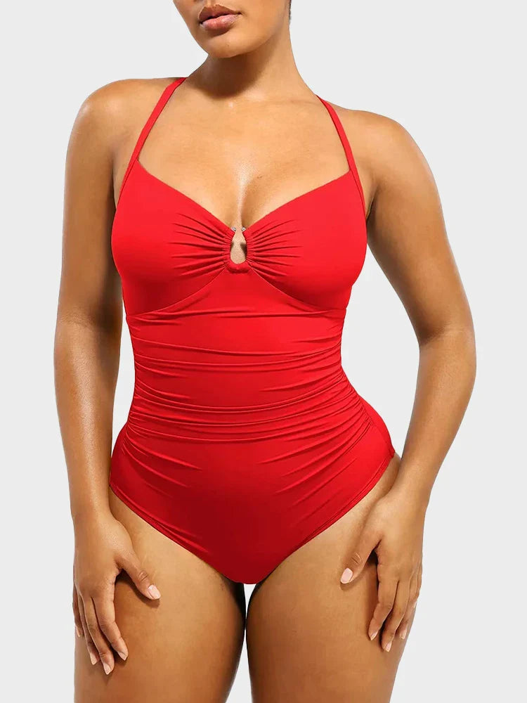 Maillot de bain gainant échancré à anneau en U