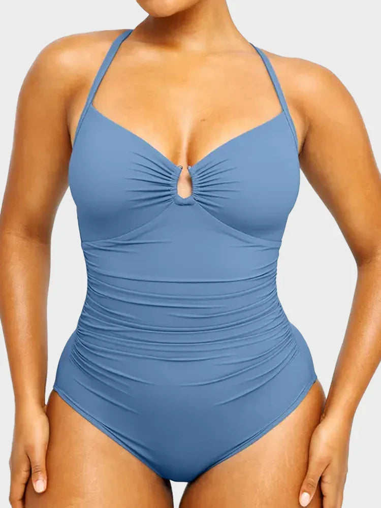 Maillot de bain gainant échancré à anneau en U