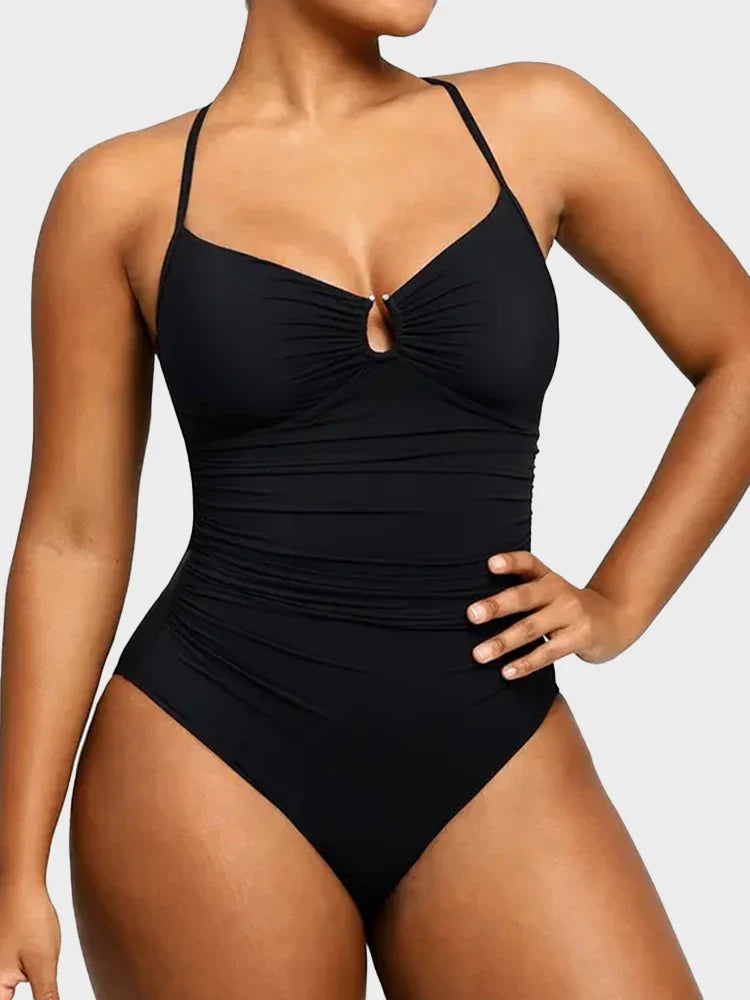 Maillot de bain gainant échancré à anneau en U