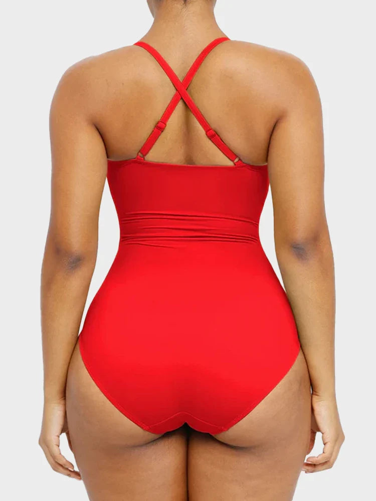 Maillot de bain gainant échancré à anneau en U