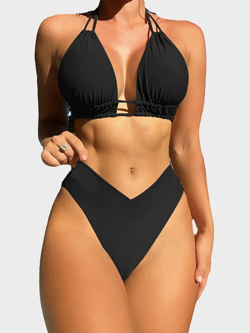 Bikini 2 pièces sexy à liens ajustables