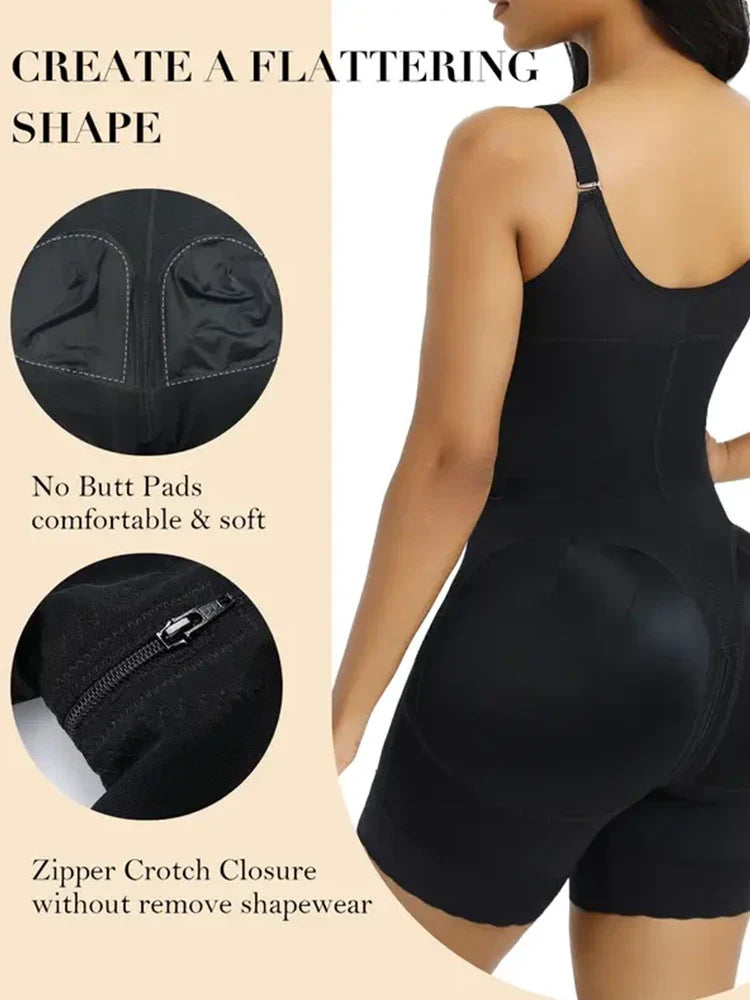 Gaine colombiana femme – Ventre plat, effet push-up, entrejambe zippé, bretelles amovibles