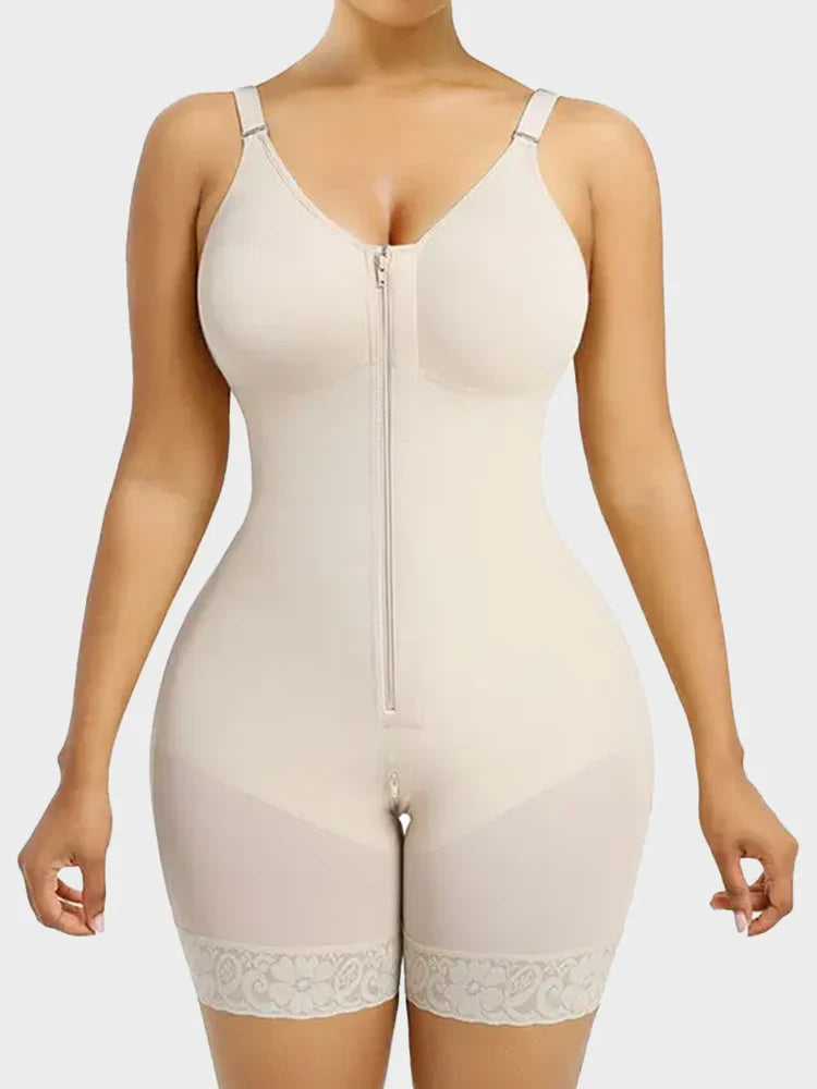 Gaine colombiana femme – Ventre plat, effet push-up, entrejambe zippé, bretelles amovibles