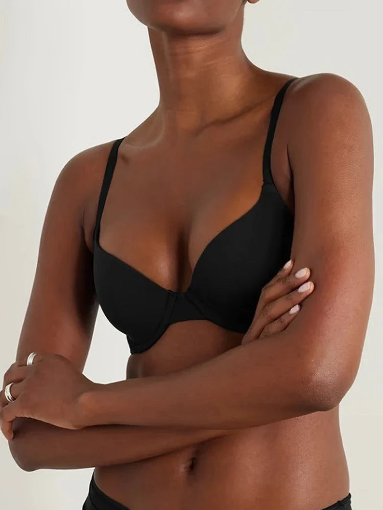 Soutien-gorge push-up femme ultra doux – Décolleté arrondi, armatures rembourrées, demi-balconnet invisible sous T-shirt