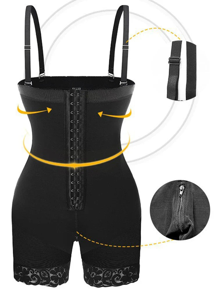 Body gainant effet push-up à entrejambe zippé – Ventre plat