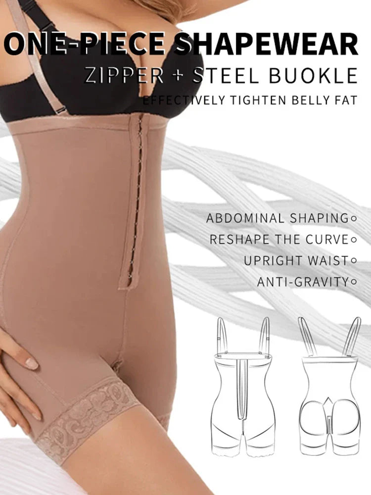 Body gainant effet push-up à entrejambe zippé – Ventre plat