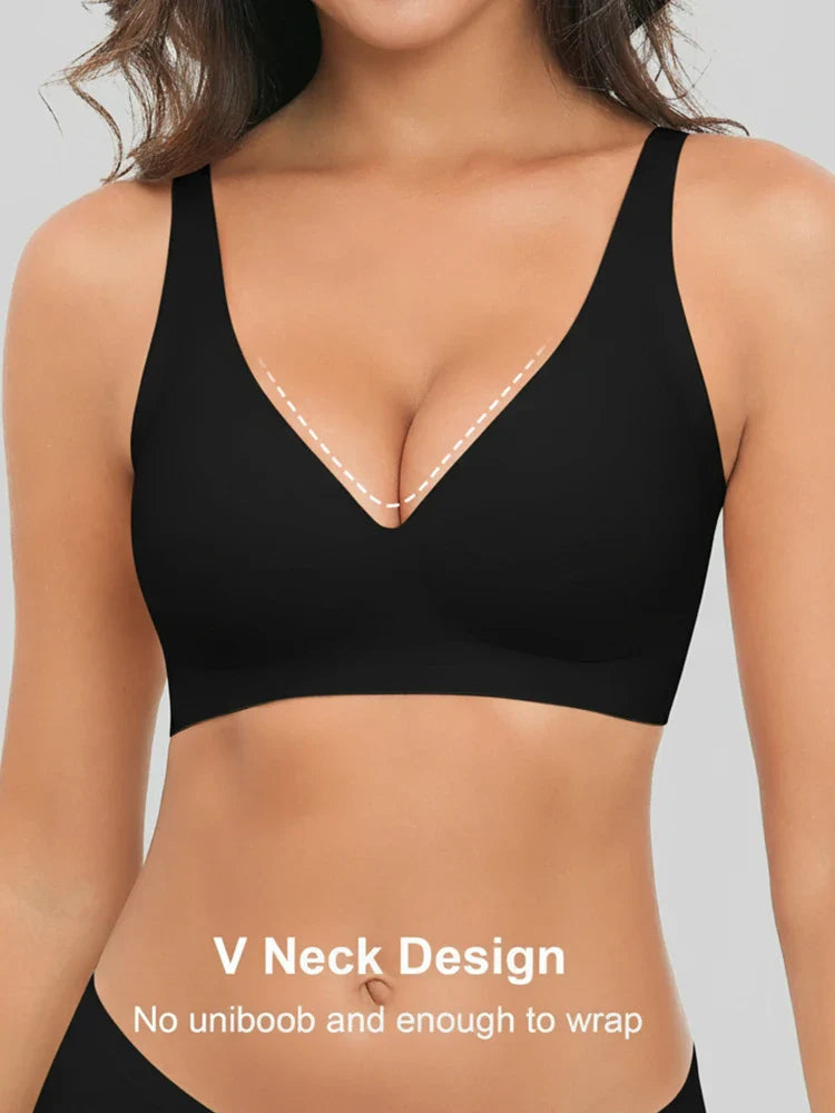 Soutien-gorge gel sans coutures ni armatures – Push-up col V plongeant