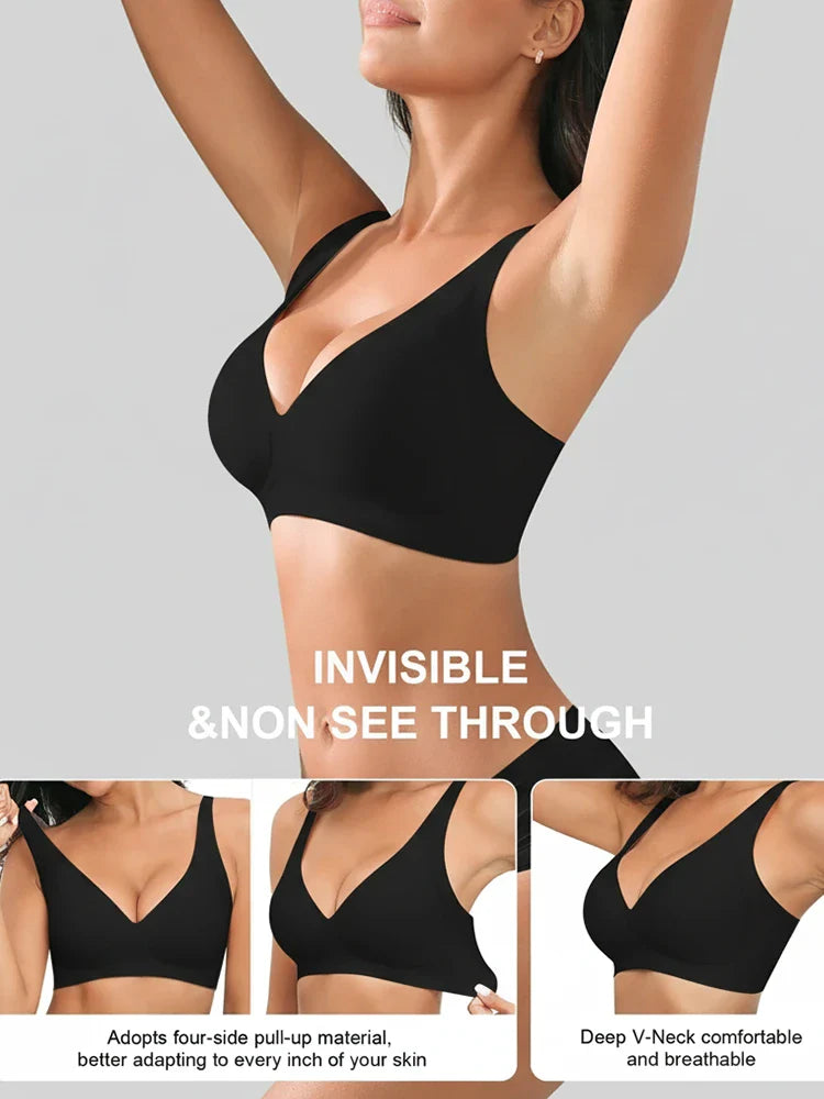 Soutien-gorge gel sans coutures ni armatures – Push-up col V plongeant