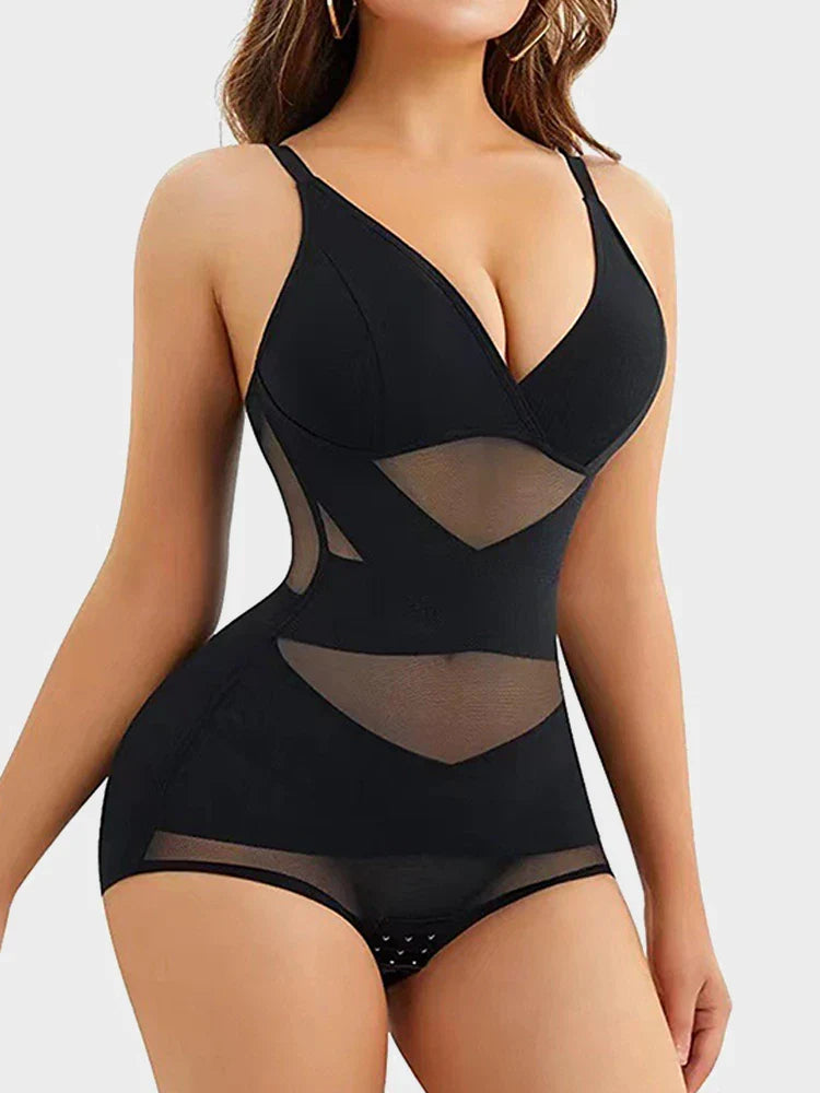 Body gainant ventre plat à col V avec soutien-gorge intégré