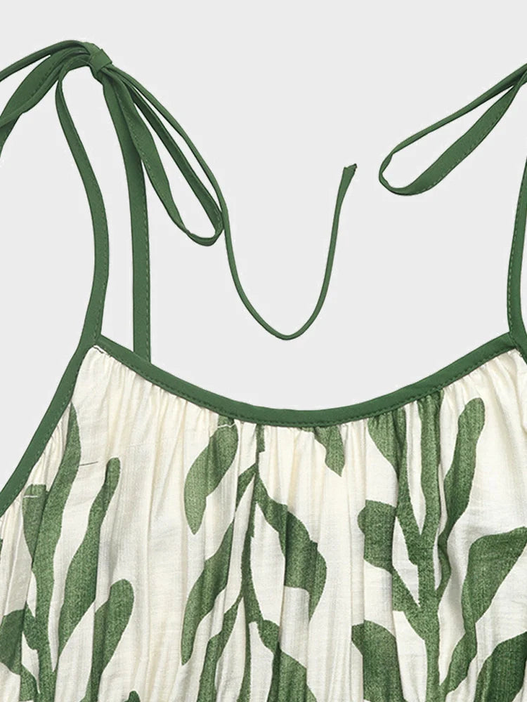 Robe midi à imprimé feuillage