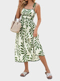 Robe midi à imprimé feuillage