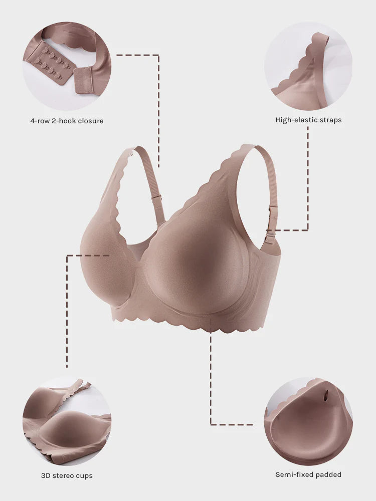 Soutien-gorge femme sans armatures festonné – Confort absolu