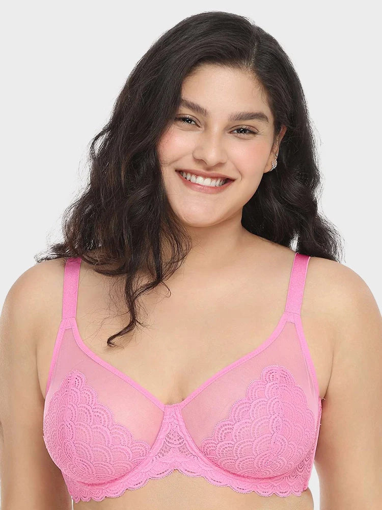 Soutien-gorge à armatures en dentelle festonnée pour poitrine généreuse