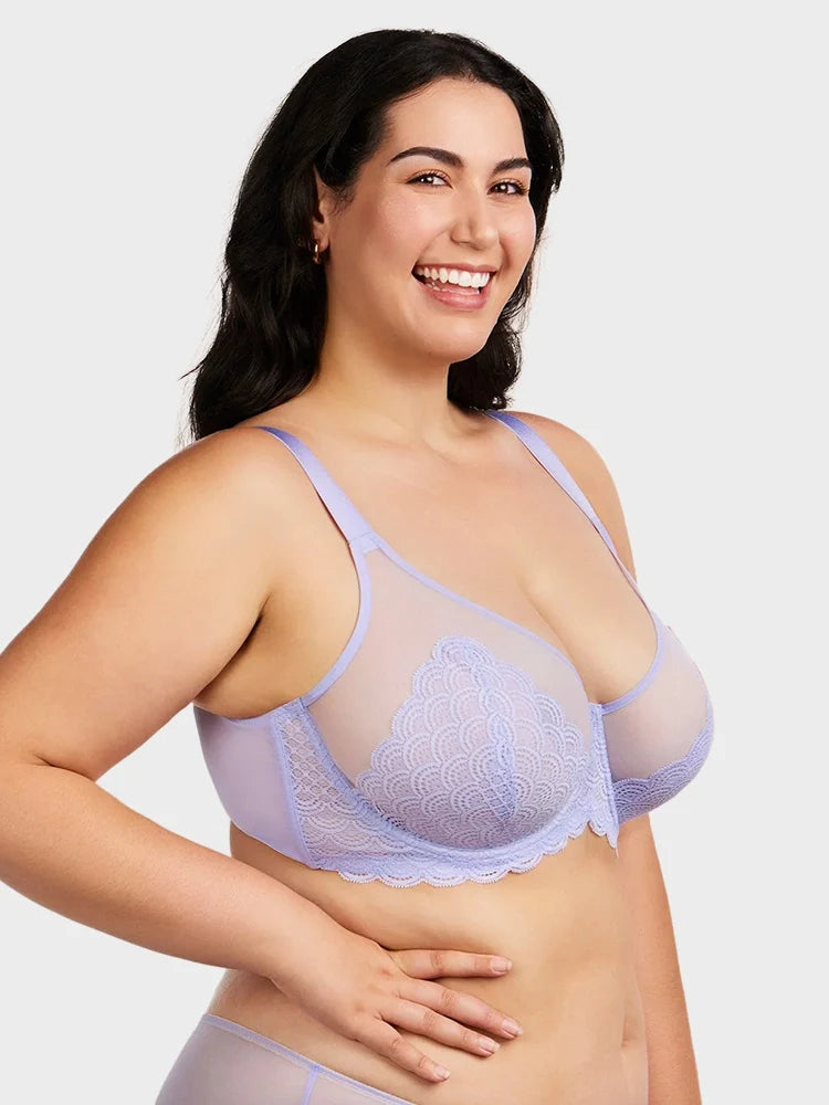 Soutien-gorge à armatures en dentelle festonnée pour poitrine généreuse