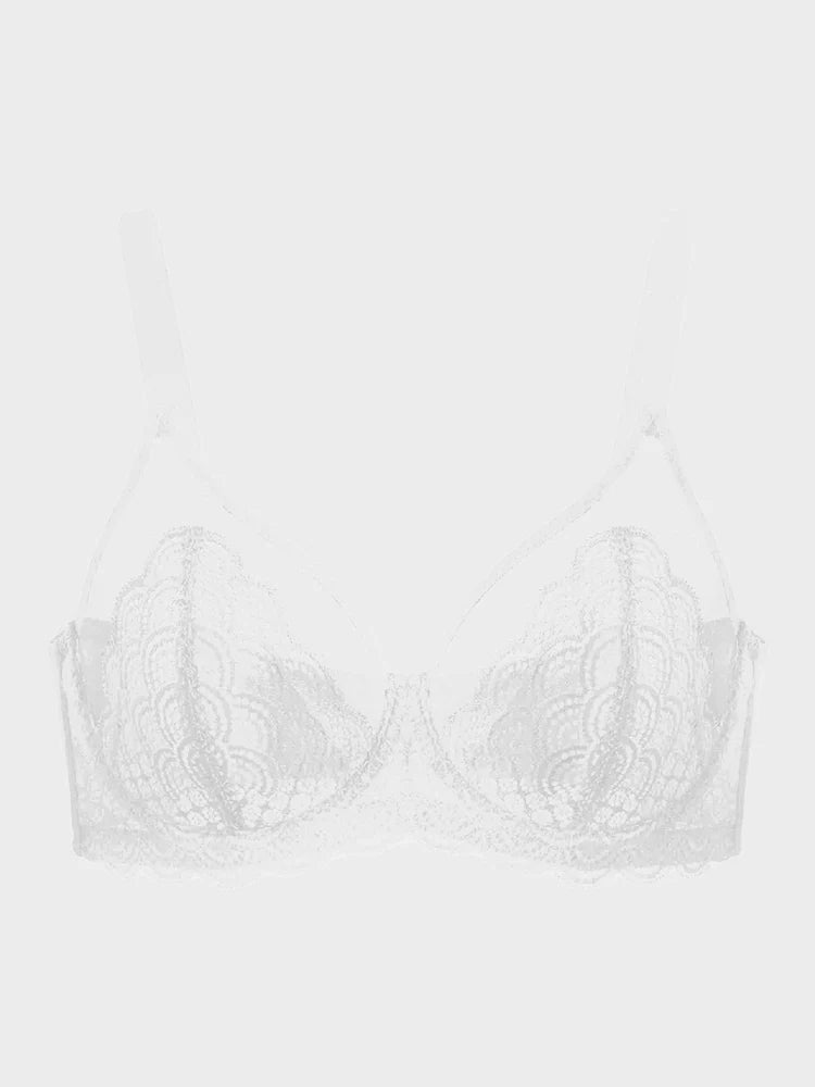 Soutien-gorge à armatures en dentelle festonnée pour poitrine généreuse