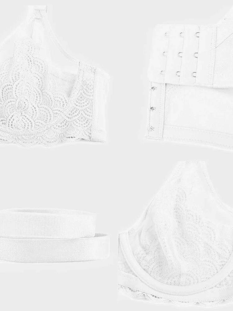 Soutien-gorge à armatures en dentelle festonnée pour poitrine généreuse