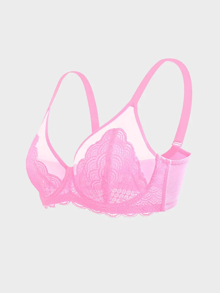 Soutien-gorge à armatures en dentelle festonnée pour poitrine généreuse