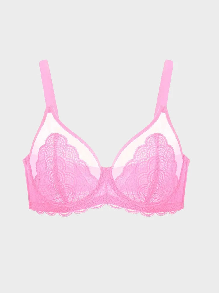 Soutien-gorge à armatures en dentelle festonnée pour poitrine généreuse