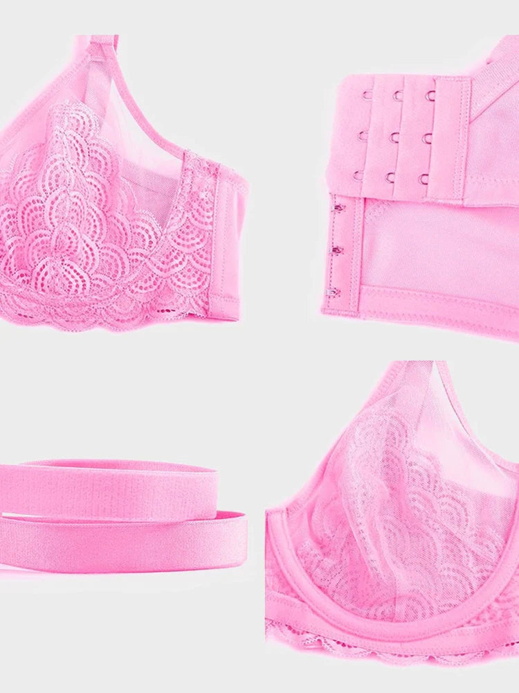 Soutien-gorge à armatures en dentelle festonnée pour poitrine généreuse