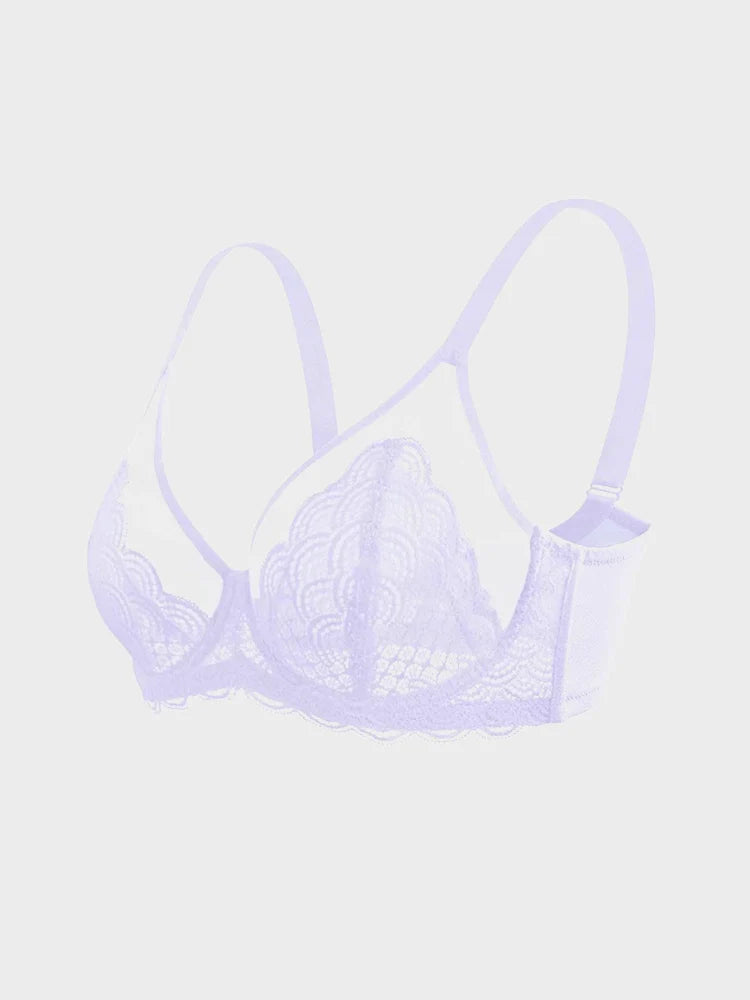 Soutien-gorge à armatures en dentelle festonnée pour poitrine généreuse