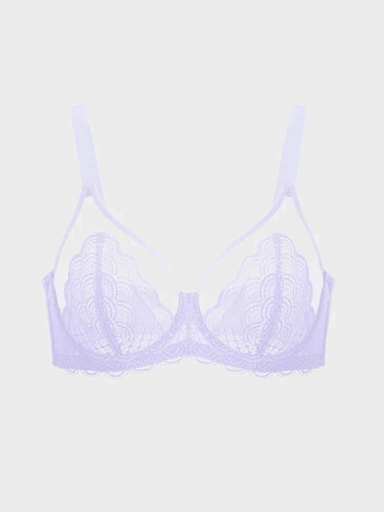 Soutien-gorge à armatures en dentelle festonnée pour poitrine généreuse