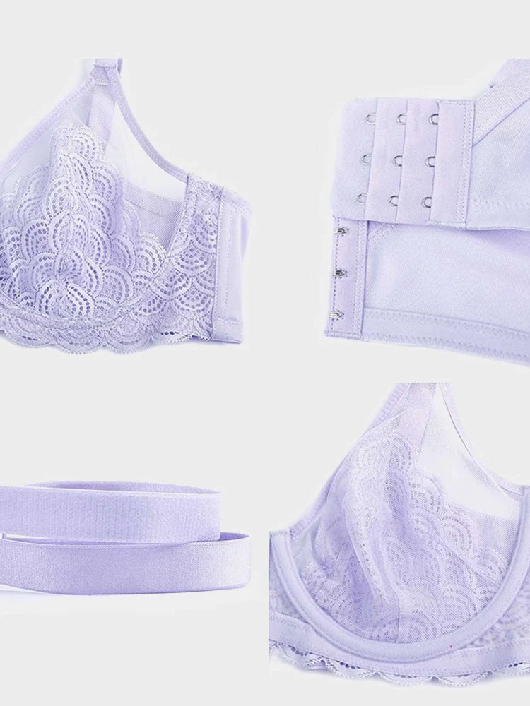 Soutien-gorge à armatures en dentelle festonnée pour poitrine généreuse