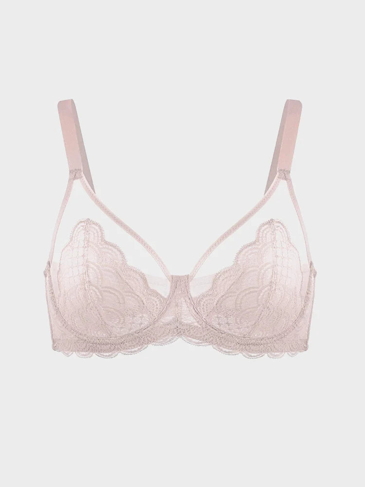 Soutien-gorge à armatures en dentelle festonnée pour poitrine généreuse