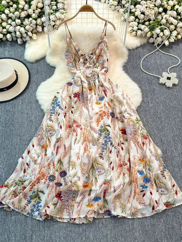 Robe d'été caraco fleurie bohème, coupe trapèze