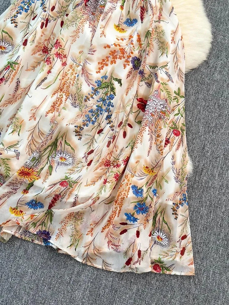 Robe d'été caraco fleurie bohème, coupe trapèze