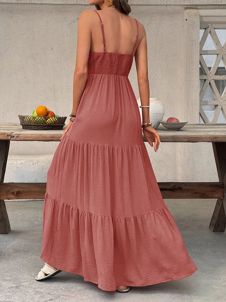 Robe longue bohème col V