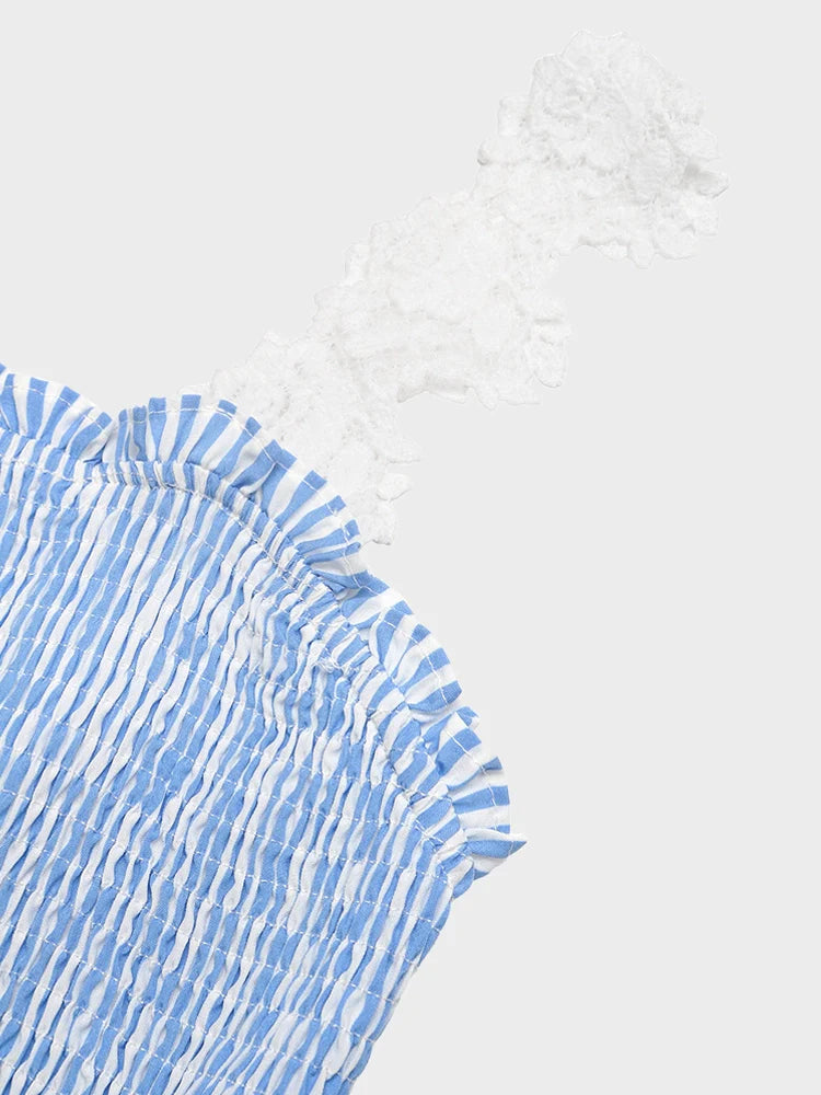 Robe longue rayée à bretelles fines, sans manches
