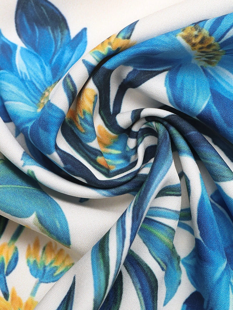 Robe longue de plage dos nu, imprimé bohème