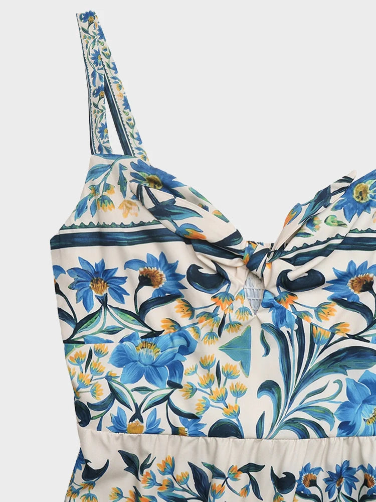 Robe longue de plage dos nu, imprimé bohème